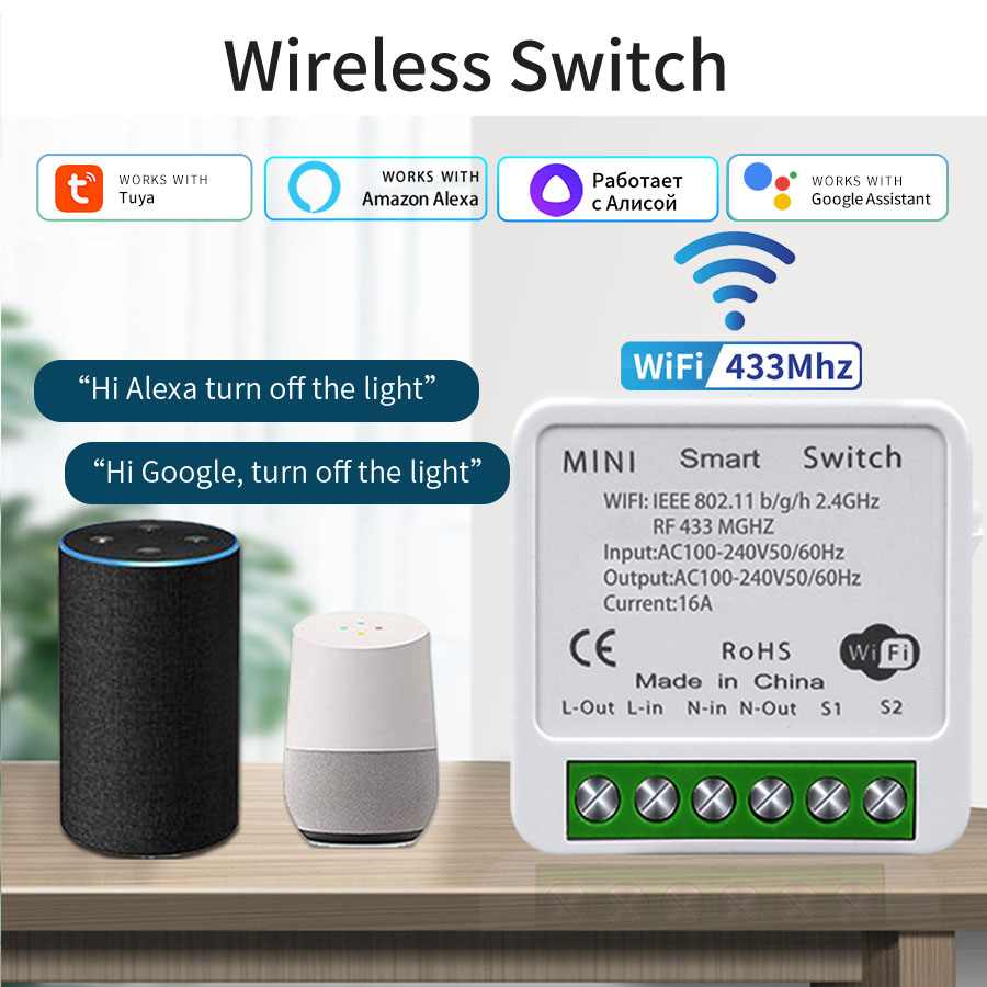 16A 20A WiFi Smart Switch 2-Wa - Smart Relay Tuya recension och pris